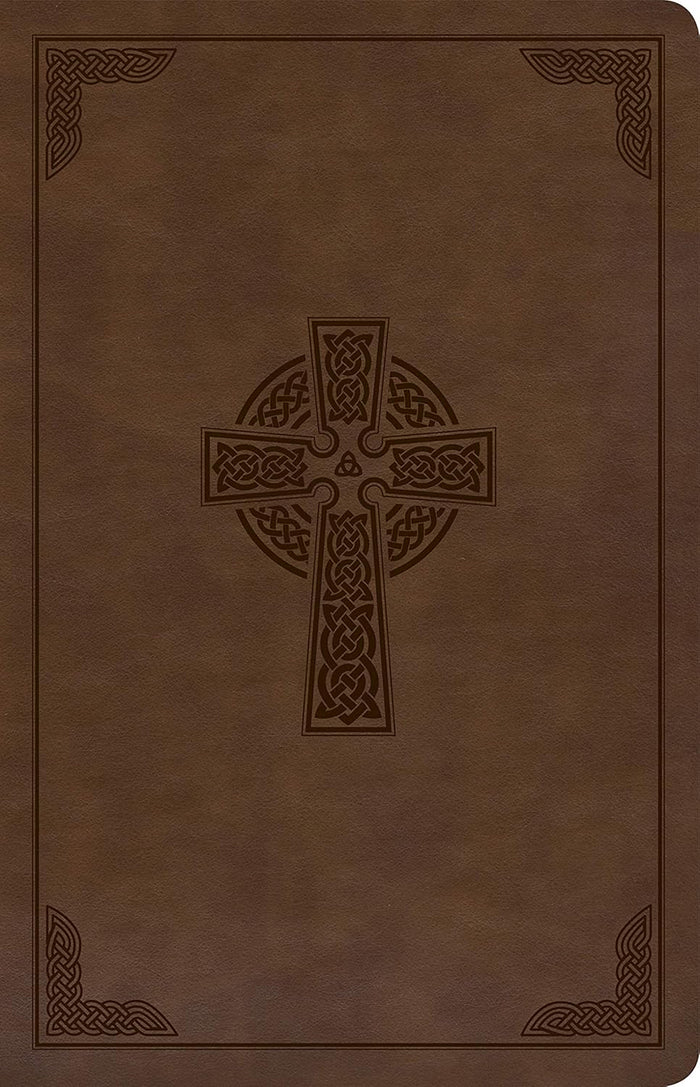 KJV Large Print Personal Size Reference Bible, Brown Celtic Cross LeatherTouch