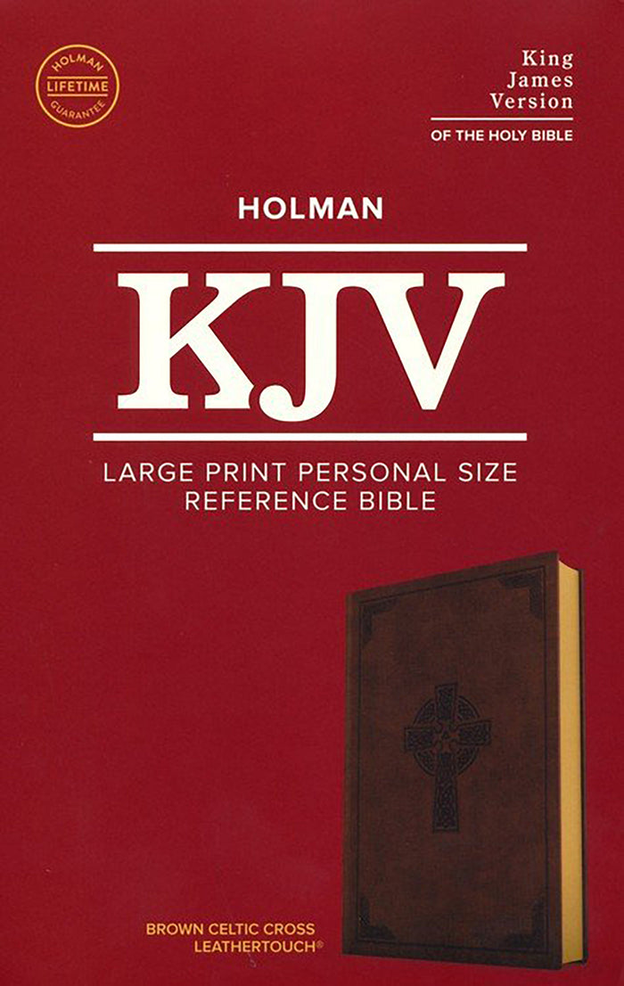 KJV Large Print Personal Size Reference Bible, Brown Celtic Cross LeatherTouch