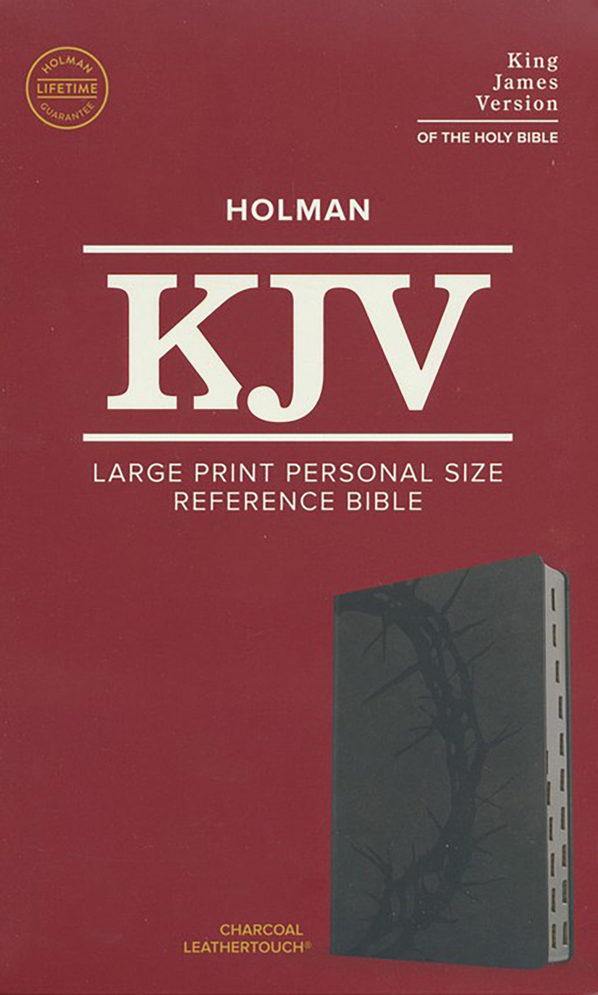 KJV Large Print Personal Size Reference Bible, Charcoal Crown of Thorns LeatherTouch Indexed